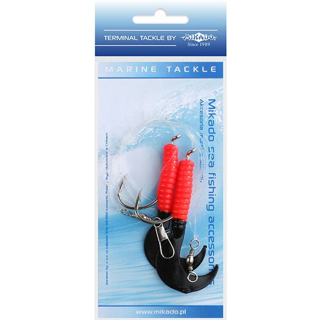 Морская оснастка Mikado PILK D-TWIST RIG 7.5см,, крючок № 6/0 (2шт.) RED/BLACK