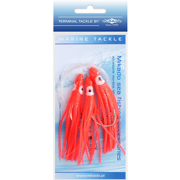 Морская оснастка Mikado OCTOPUS RIG 8 см, крючок № 6/0 (3шт.) RED