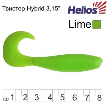 Твистер Helios Hybrid 3,15"/8,0 см Lime 7шт. (HS-14-008)
