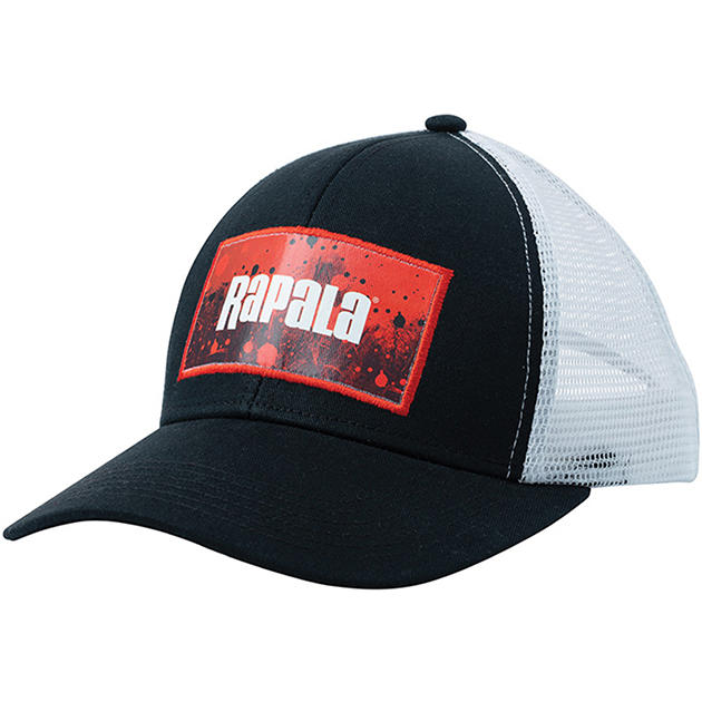 Бейсболка RAPALA черная c сеткой RED Splash logo