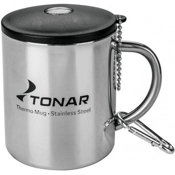 Термокружка 350ML с пластиковой крышкой+карабин (T.TK-038-350) Тонар