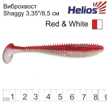 Виброхвост Helios Shaggy 3,35"/8,5 см Red & White 5шт. (HS-16-003)