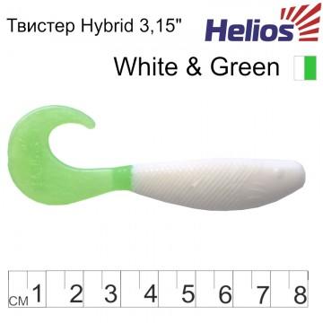 Твистер Helios Hybrid 3,15"/8,0 см White & Green 7шт. (HS-14-016)