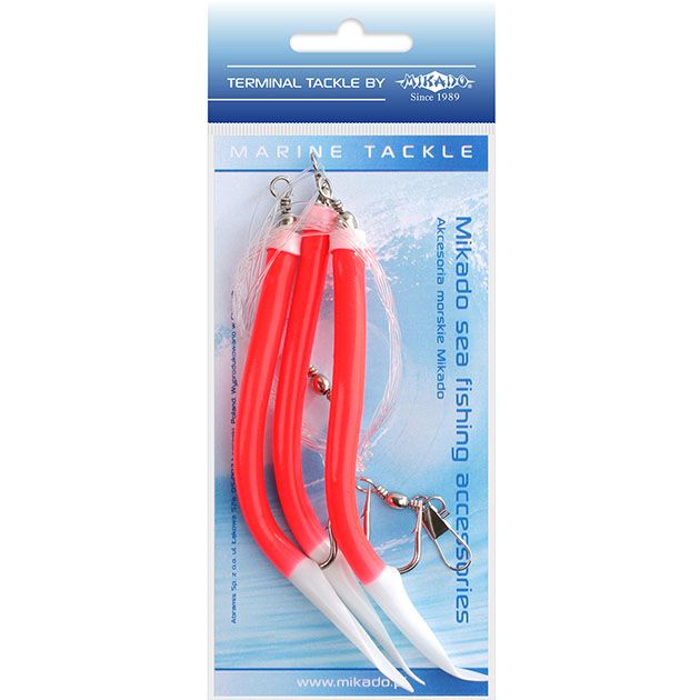 Морская оснастка Mikado GUMMI MAKK RIG, крючок № 6/0 (3шт.) RED