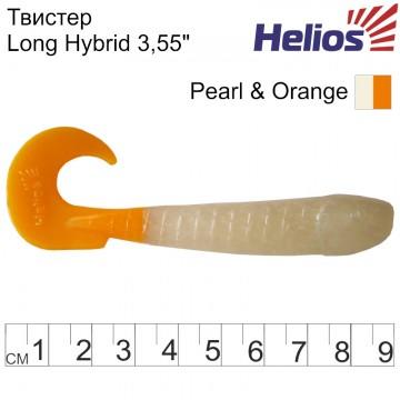 Твистер Helios Long Hybrid 3,55"/9,0 см Pearl & Orange 7шт. (HS-15-019)